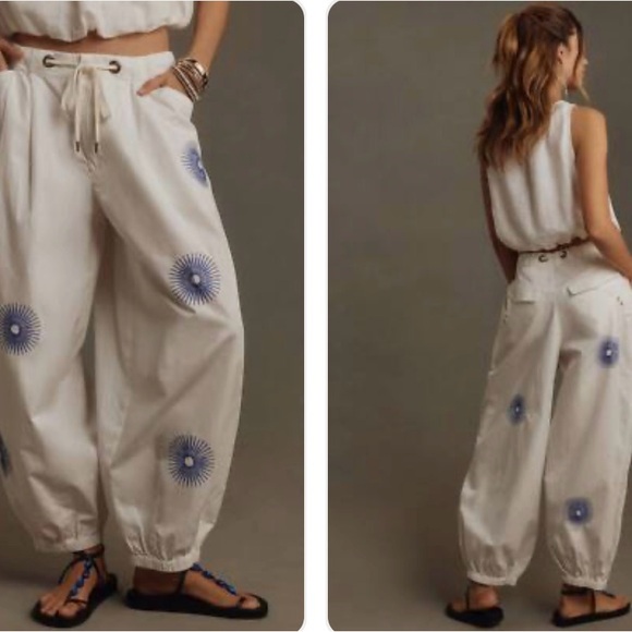 Anthropologie Pilcro The Slacker Embroidered Parachute Pants - Picture 2 of 3